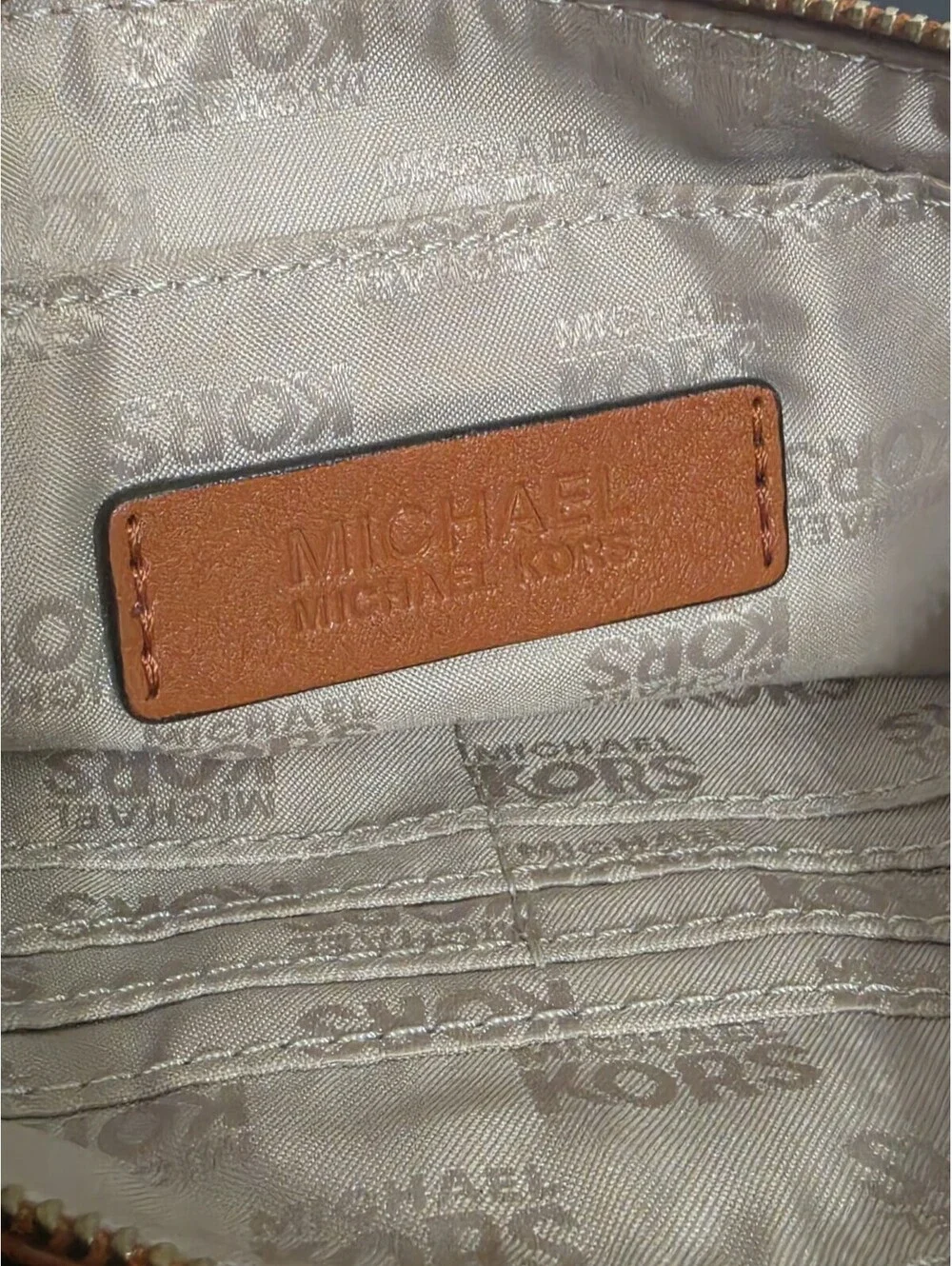 MICHAEL KORS Fulton Antique Large Leather Zip Clutch Brown